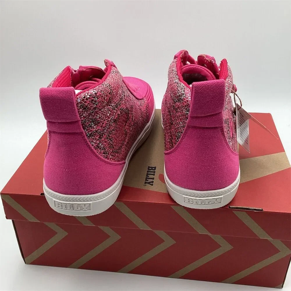 BILLY Girls'‎ High-Top Sneakers Size 7 Pink Snake Wide-Width Zip